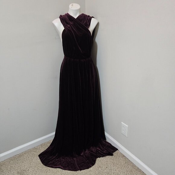 (Fits 6-12 best) Von Ronen(?) Velour Transformer Convertible Gown Raw Hem Purple - Picture 4 of 14